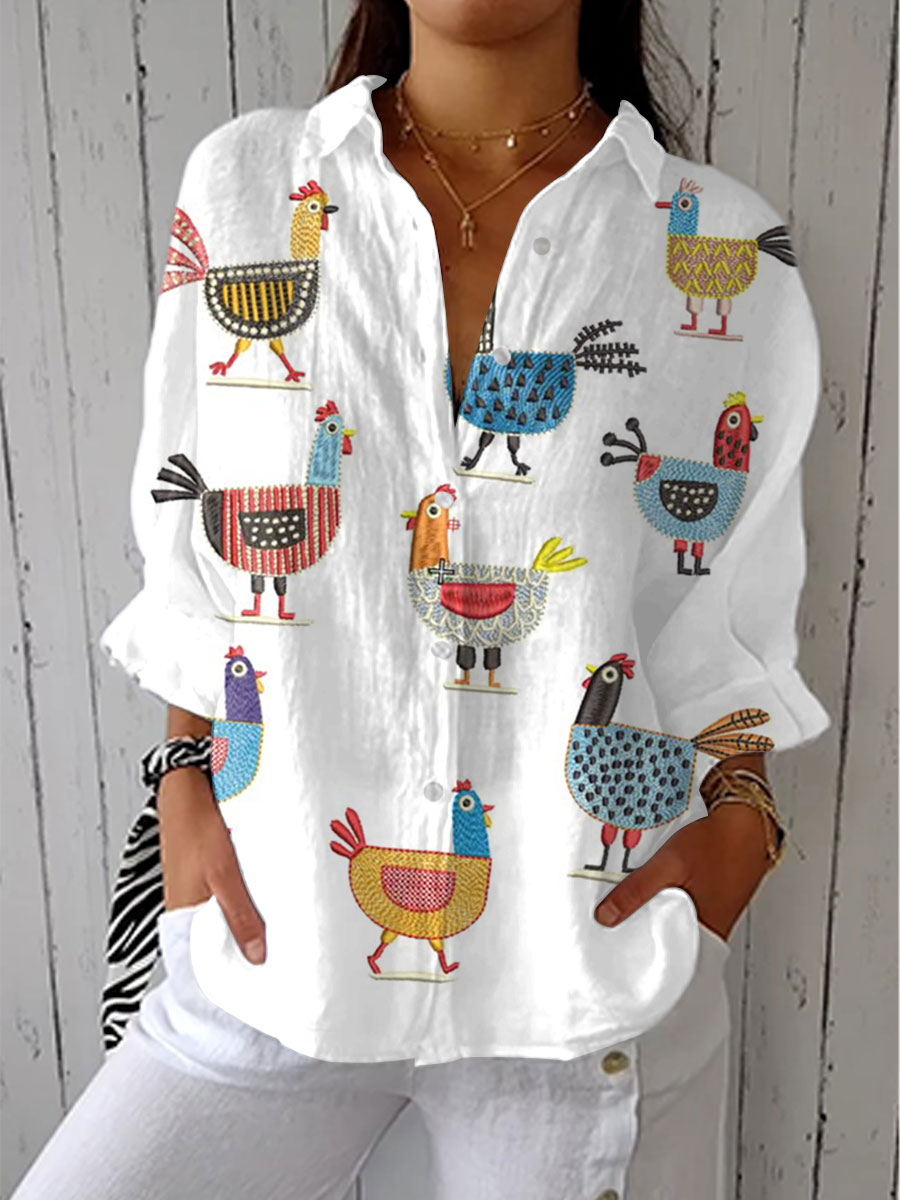 Helen | Blusa Estampado de Gallinas