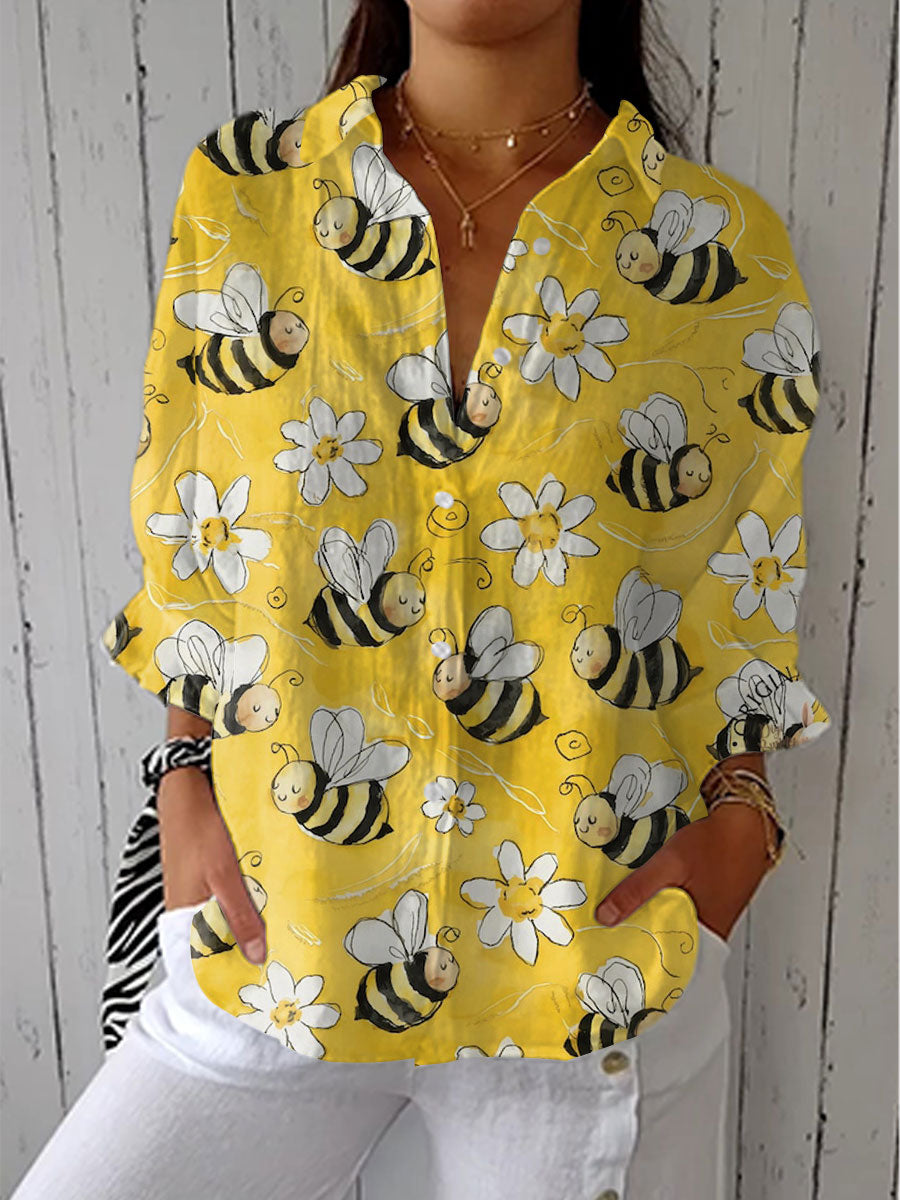 Margaret | Blusa Floral Estampado de Abejas