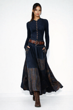 Carmen | Robe longue en daim ceinturée
