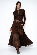 Carmen | Robe longue en daim ceinturée