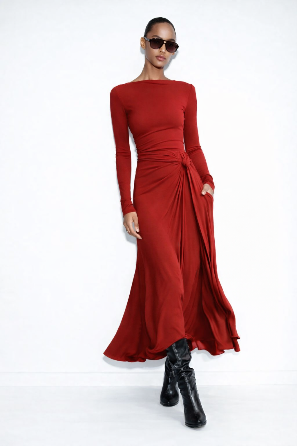 Lorena | Vestido Largo Con Lazo Lateral