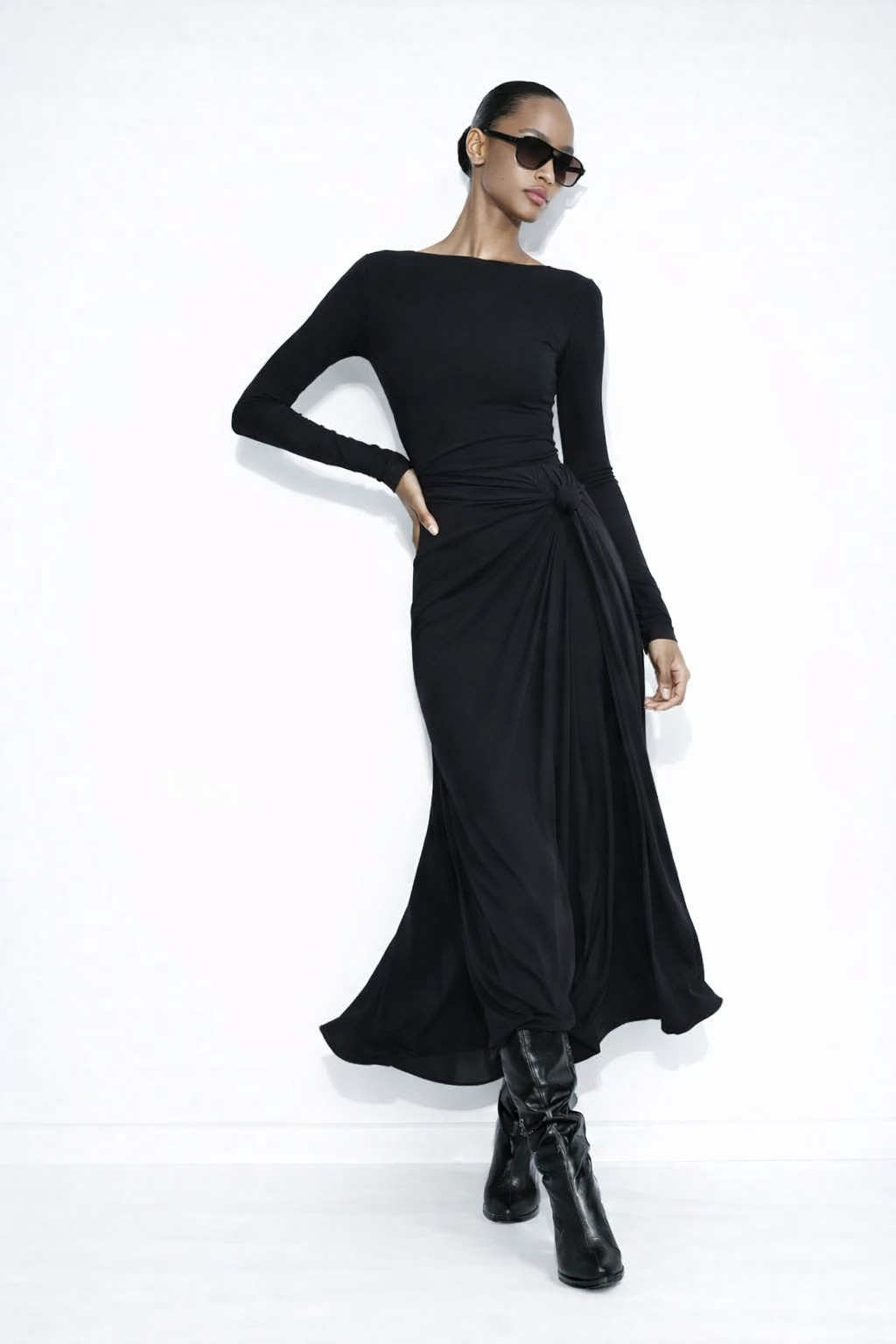 Lorena | Vestido Largo Con Lazo Lateral