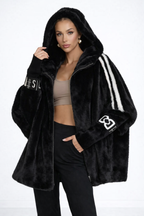 Natalia | Veste en fourrure à capuche