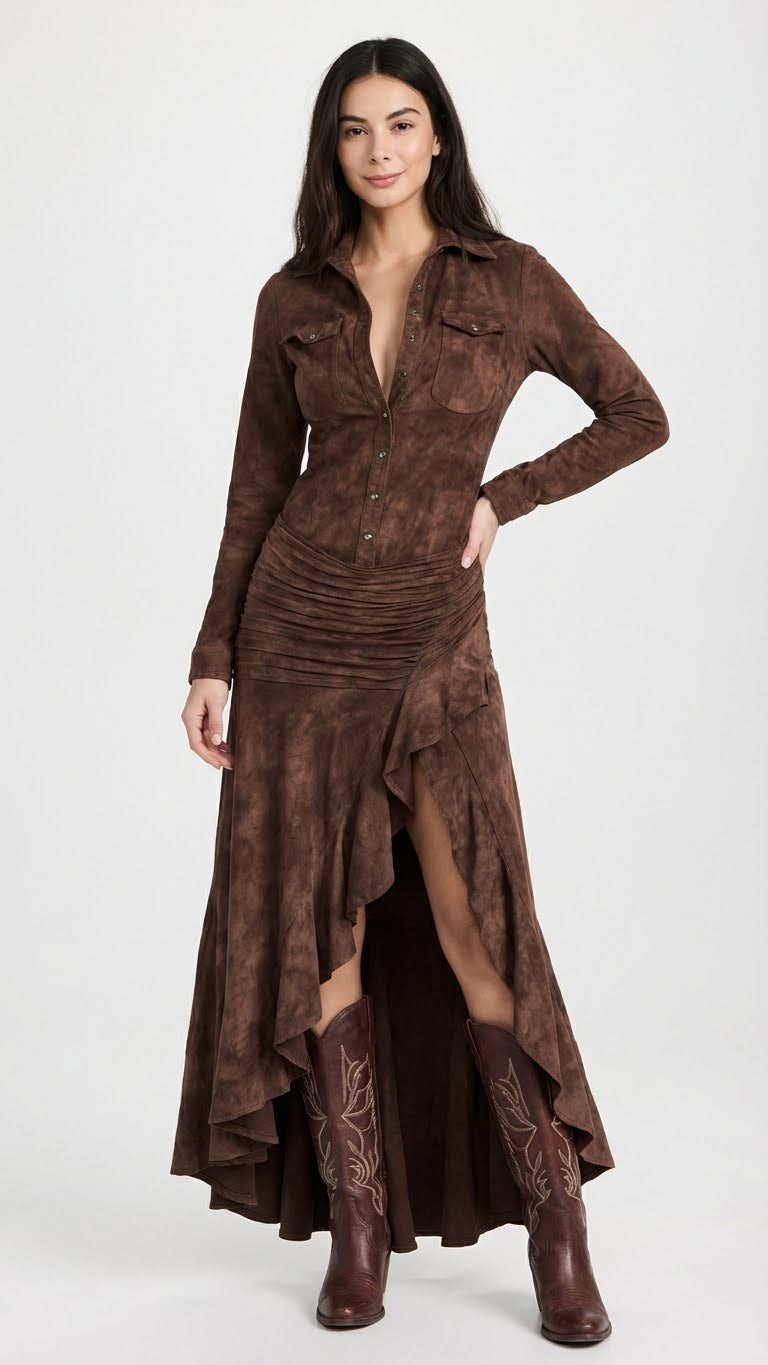 Olivia | Vestido largo con volantes