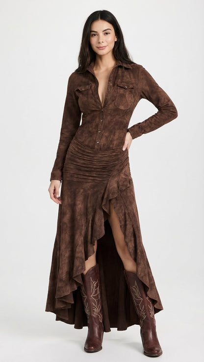 Olivia | Vestido largo con volantes