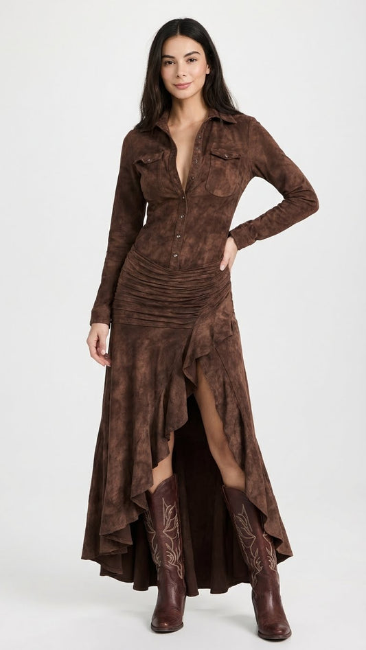 Olivia | Vestido largo con volantes