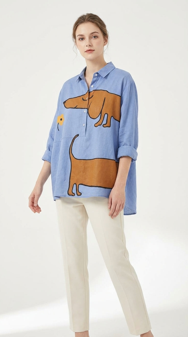 Palmira™ | Blouse intemporelle en lin imprimé