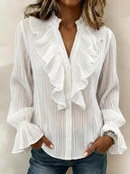 Sophie | CHEMISE BLANCHE VOLANTS MANCHES LONGUES