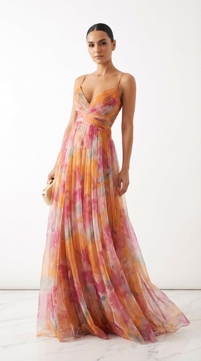 Giselle - Encantador vestido largo con estampado floral