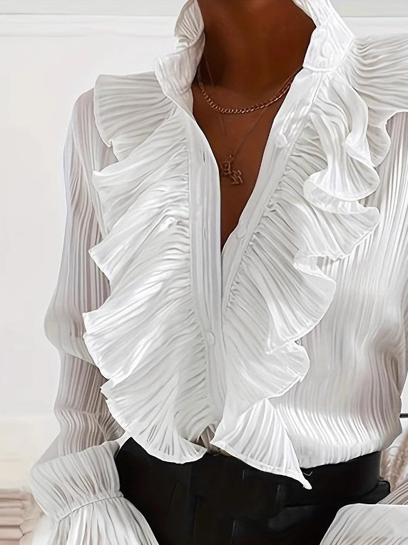 Sofía | CAMISA BLANCA VOLANTES MANGA LARGA