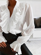 Sophie | CHEMISE BLANCHE VOLANTS MANCHES LONGUES