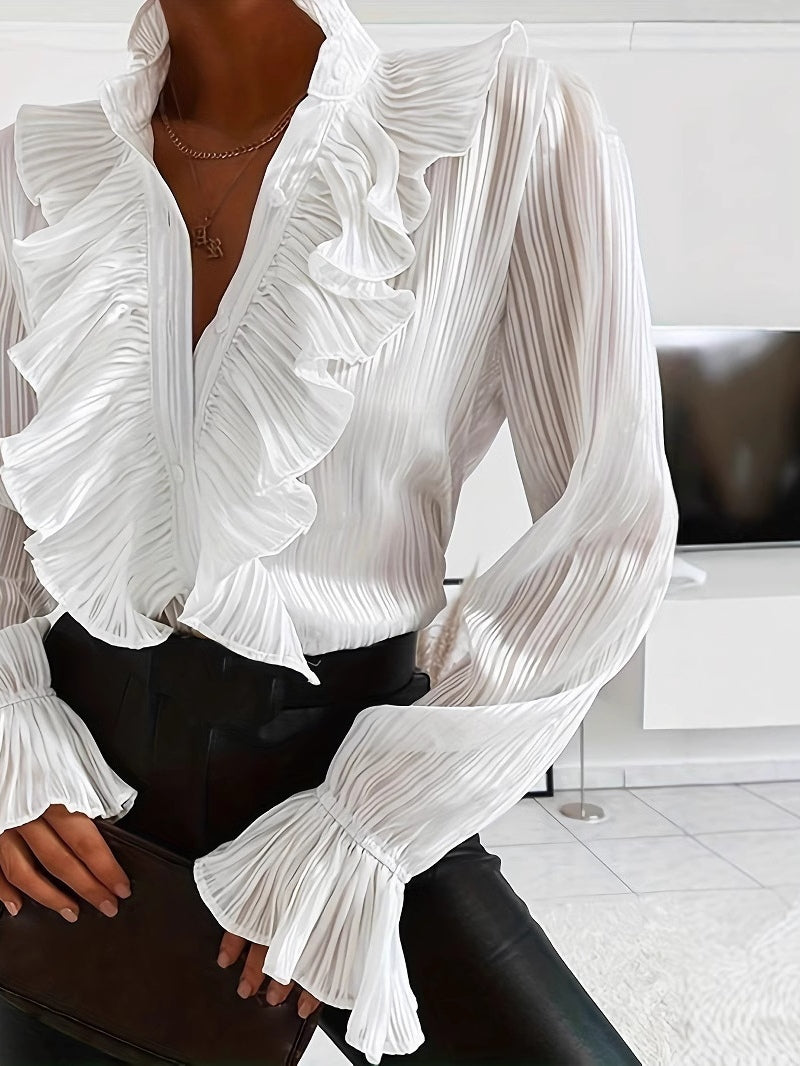 Sofía | CAMISA BLANCA VOLANTES MANGA LARGA
