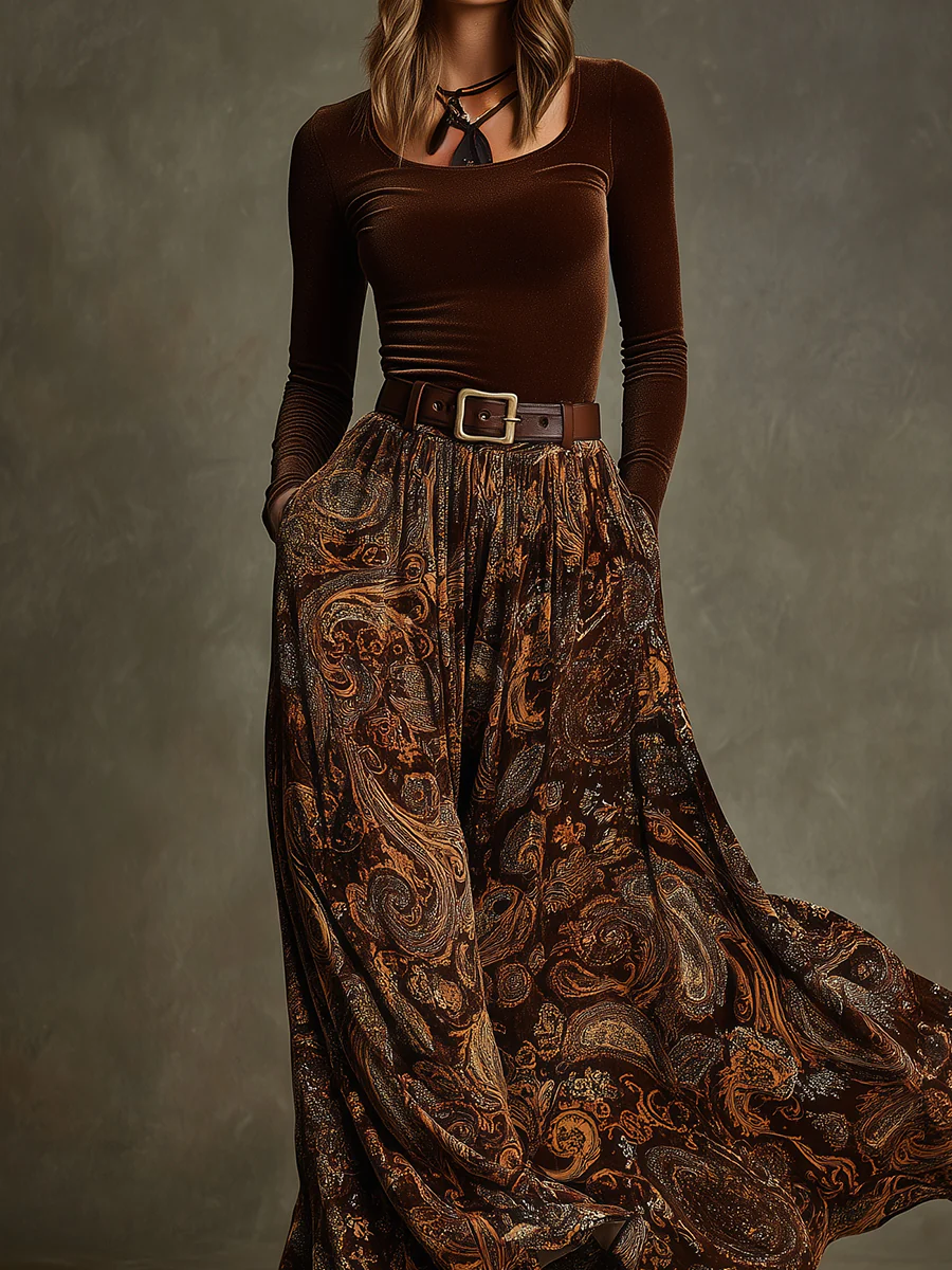 Bruna | Conjunto vintage y falda maxi