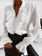 Sophie | CHEMISE BLANCHE VOLANTS MANCHES LONGUES