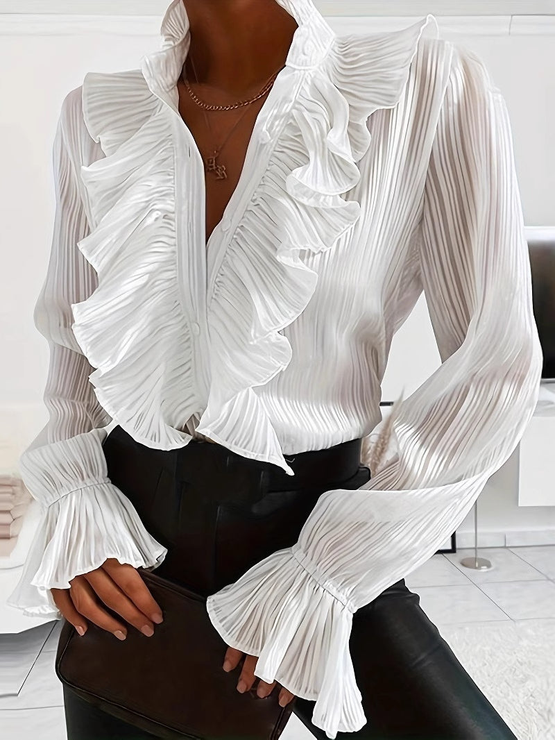 Sofía | CAMISA BLANCA VOLANTES MANGA LARGA